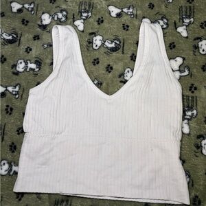 White Ribbed Women's Top